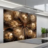 KitchenYeah Spatscherm 100x75 cm - Zelfklevende achterwand Droogbloemen - Bruin - Natuur - Keuken muurbeschermer - Spatwand fornuis