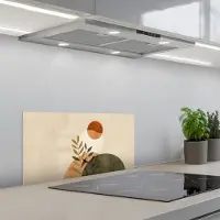 KitchenYeah Spatscherm 70x30 cm - Zelfklevende achterwand Takken - Vormen - Abstract - Keuken muurbeschermer - Spatwand fornuis