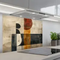 KitchenYeah Spatscherm 80x55 cm - Zelfklevende achterwand Abstract - Kunst - Vormen - Modern - Keuken muurbeschermer - Spatwand fornuis
