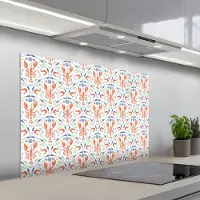 KitchenYeah Spatscherm 100x65 cm - Zelfklevende achterwand Sfeer - Oranje - Blauw - Groen - Keuken muurbeschermer - Spatwand fornuis