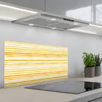 KitchenYeah Spatscherm 90x45 cm - Zelfklevende achterwand Frans - Citroen - Strepen - Geel - Keuken muurbeschermer - Spatwand fornuis