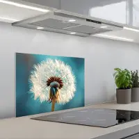 KitchenYeah Spatscherm 60x45 cm - Zelfklevende achterwand Paardenbloem - Natuur - Bloemen - Blauw - Keuken muurbeschermer - Spatwand fornuis