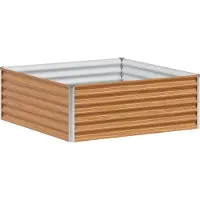 vidaXL Verhoogde plantenbak, lichtbruin, 98 x 100 x 36 cm, verzinkt staal