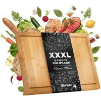 CLP snijplank bamboe XXXL 45 x 33 cm - Grote houtenkeukensnijplank met opstaande rand en sapgroef - antibacteriële plank - natura