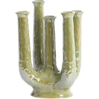 Light & Living Vaas Leonjo - Groen - 22x16,5x30cm - Keramiek - Modern - Bloemenvaas - Woondecoratie - Decoratieve vaas voor woonkamer of slaapkamer