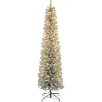 HOMCOM Kerstboom met sneeuw met led verlichting Ø57 210 cm metalen voet