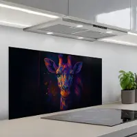 KitchenYeah Spatscherm 100x50 cm - Zelfklevende achterwand Giraffe - Gekleurd - Verfspatten - Keuken muurbeschermer - Spatwand fornuis