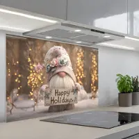 KitchenYeah Spatscherm 80x55 cm - Zelfklevende achterwand Kerst - Gnome - Bord - Kleurrijk - Keuken muurbeschermer - Spatwand fornuis