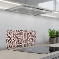 KitchenYeah Spatscherm 60x30 cm - Zelfklevende achterwand Vlekken - Beige - Luipaard - Keuken muurbeschermer - Spatwand fornuis