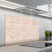 KitchenYeah Spatscherm 100x65 cm - Zelfklevende achterwand Strepen - Patroon - Terracotta - Keuken muurbeschermer - Spatwand fornuis