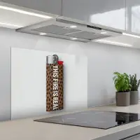 KitchenYeah Spatscherm 70x50 cm - Zelfklevende achterwand Aansteker - Quote - Panterprint - Keuken muurbeschermer - Spatwand fornuis