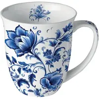 Ambiente Mok 0.4 L Delft Blauw Florals Wit wit Aardewerk Beker