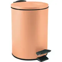 Spirella Pedaalbak 3L - ADELAR - Adelar Pedaalbak 3L - Soft-Close Prullenbak met Afneembare Binnenemmer - Mat Staal - 16,8 x H 25 cm - Perzik