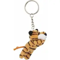 Nature Planet 2x Pluche Tijger knuffel sleutelhanger 6 cm - Speelgoed dieren sleutelhangers