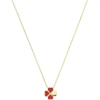 New Bling - 9NBG-0956 - 14K geelgouden ketting – 4 hartjes – rode epoxy