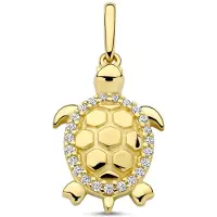 New Bling - 9NBG-0911 - 14K geelgouden Hanger – Schildpad met Zirkonia – Dames Hanger