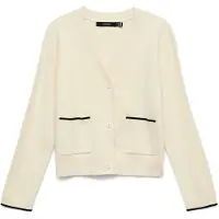 Vero Moda Gebreid vest 'VMGold' crème / zwart