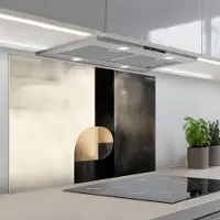 KitchenYeah Spatscherm 90x60 cm - Zelfklevende achterwand Vormen - Modern - Zwart - Keuken muurbeschermer - Spatwand fornuis