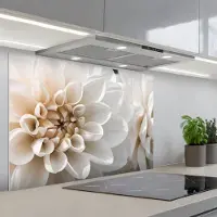 KitchenYeah Spatscherm 90x60 cm - Zelfklevende achterwand Bloemen - Wit - Natuur - Keuken muurbeschermer - Spatwand fornuis