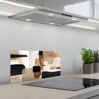 KitchenYeah Spatscherm 70x30 cm - Zelfklevende achterwand Vlakken - Abstract - Zwart - Strepen - Keuken muurbeschermer - Spatwand fornuis