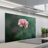 KitchenYeah Spatscherm 100x65 cm - Zelfklevende achterwand Anjer - Roze - Bloemblaadjes - Keuken muurbeschermer - Spatwand fornuis