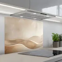 KitchenYeah Spatscherm 80x60 cm - Zelfklevende achterwand Beige - Natuur - Abstract - Modern - Keuken muurbeschermer - Spatwand fornuis
