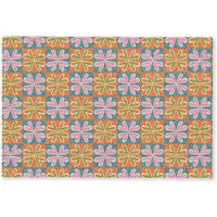 MuchoWow Deurmat 90x60 cm - Droogloopmat Bloemen - Retro - Patroon - Kleurrijk - Mat voor binnen - Schoonloopmat - Deurmatten met print - Inloopmat