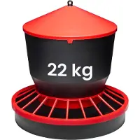 Garronda Kippenvoerbak voor Kippen - Gemakkelijk Schoon te Maken – Rood/Zwart – 22 kg - GD-JUT-Feeder
