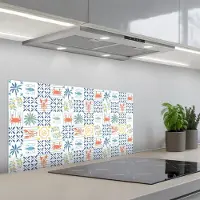 KitchenYeah Spatscherm 80x40 cm - Zelfklevende achterwand Zee - Sfeer - Mozaïek - Multi - Keuken muurbeschermer - Spatwand fornuis