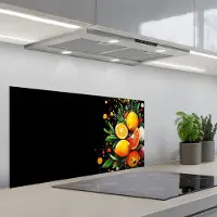 KitchenYeah Spatscherm 90x45 cm - Zelfklevende achterwand Citroenen - Zwart - Kruiden - Graffiti - Verf - Keuken muurbeschermer - Spatwand fornuis