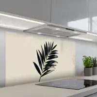 KitchenYeah Spatscherm 120x60 cm - Zelfklevende achterwand Palmblad - Subtiel - Groen - beige - Keuken muurbeschermer - Spatwand fornuis