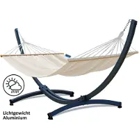 Potenza Hangmat met SPREIDSTOK en standaard– 2-Persoons – Lichtgewicht Aluminium Frame tot 200 kg – Weerbestendig – Prime Kwaliteit