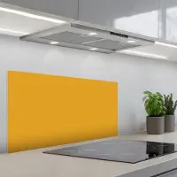 KitchenYeah Spatscherm 80x40 cm - Zelfklevende achterwand Okergeel - Herfst - Interieur - Keuken muurbeschermer - Spatwand fornuis
