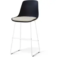 Nolon Nino-Liv barkruk zwart met naturelbeige Zitkussen - wit onderstel - 75 cm