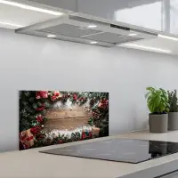 KitchenYeah Spatscherm 60x30 cm - Zelfklevende achterwand Kerstdecoratie - Geschenken - Hout - Veelkleurig - Keuken muurbeschermer - Spatwand fornuis