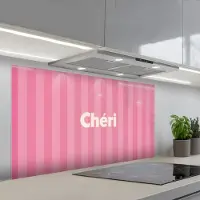 KitchenYeah Spatscherm 120x60 cm - Zelfklevende achterwand Gestreept - Roze - Chéri - Keuken muurbeschermer - Spatwand fornuis