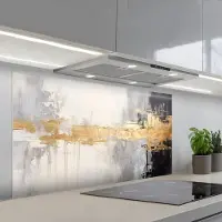 KitchenYeah Spatscherm 120x60 cm - Zelfklevende achterwand Goud - Luxe - Acryl - Kunst - Keuken muurbeschermer - Spatwand fornuis
