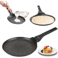 Klausberg KB-7957 Pannenkoekenpan 24 cm | Marmer Anti-aanbaklaag | Geschikt voor Inductie | Zwart | Crepepan
