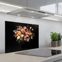 KitchenYeah Spatscherm 70x50 cm - Zelfklevende achterwand Vaas - Bloemen - Tulpen - Keuken muurbeschermer - Spatwand fornuis