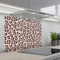 KitchenYeah Spatscherm 90x70 cm - Zelfklevende achterwand Vlekken - Beige - Luipaard - Keuken muurbeschermer - Spatwand fornuis