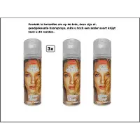 Goodmark 3x Haarspray glitterzilver 125 ml - festival glitter and glamour hollywood party thema feest