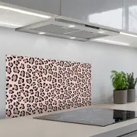 KitchenYeah Spatscherm 80x40 cm - Zelfklevende achterwand Vlekken - Beige - Luipaard - Keuken muurbeschermer - Spatwand fornuis