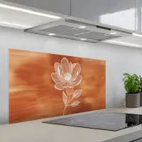 KitchenYeah Spatscherm 100x50 cm - Zelfklevende achterwand Bloem - Minimalistisch - Wit - Keuken muurbeschermer - Spatwand fornuis