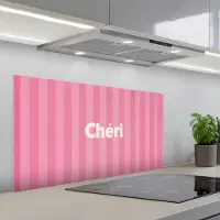 KitchenYeah Spatscherm 100x50 cm - Zelfklevende achterwand Gestreept - Roze - Chéri - Keuken muurbeschermer - Spatwand fornuis