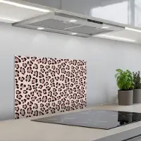 KitchenYeah Spatscherm 60x40 cm - Zelfklevende achterwand Vlekken - Beige - Luipaard - Keuken muurbeschermer - Spatwand fornuis