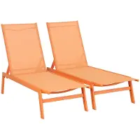 Sweeek - Set van 2 ligstoelen in textileen en metaal, 5 posities - flora