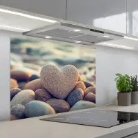 KitchenYeah Spatscherm 90x70 cm - Zelfklevende achterwand Hart - Stenen - Natuur - Keien - Zen - Kiezelstenen - Keuken muurbeschermer - Spatwand fornuis