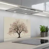 KitchenYeah Spatscherm 70x50 cm - Zelfklevende achterwand Lichtboom - Winter - Kerst - Meerkleurig - Keuken muurbeschermer - Spatwand fornuis