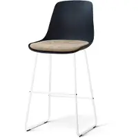 Nolon Nino-Liv barkruk zwart met nougatbruin Zitkussen - wit onderstel - 75 cm