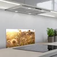 KitchenYeah Spatscherm 70x30 cm - Zelfklevende achterwand Planten - Natuur - Bloemen - Zon - Horizon - Keuken muurbeschermer - Spatwand fornuis